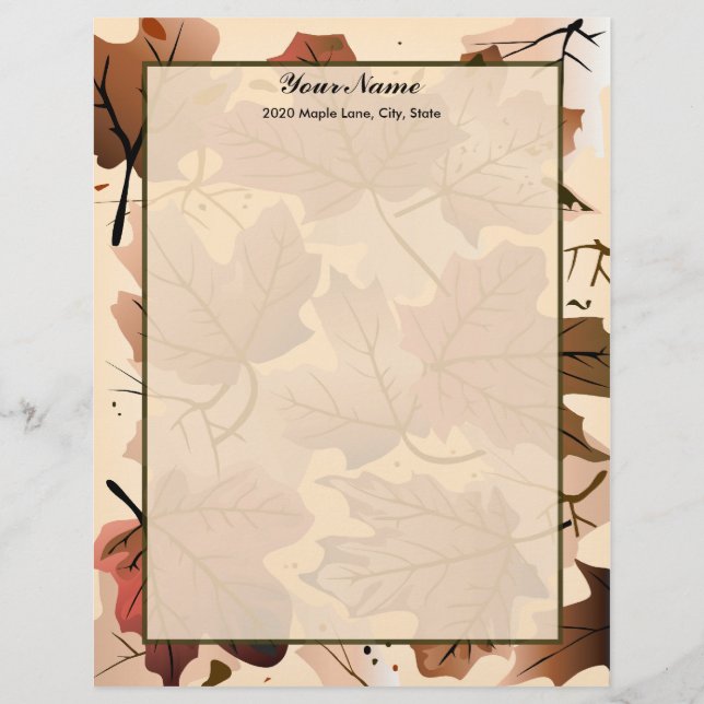 Fantastisk Höst löv Letterhead Stationary Brevhuvud (Framsida)