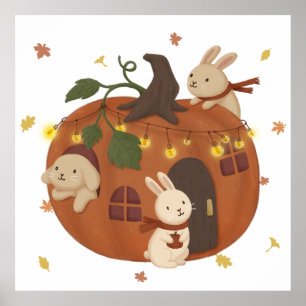 Fantastisk Hösten: Bunny & Pumpkin Poster
