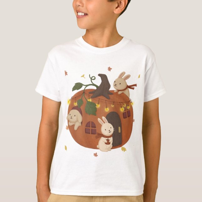 Fantastisk Hösten: Bunny & Pumpkin T Shirt (Framsida)