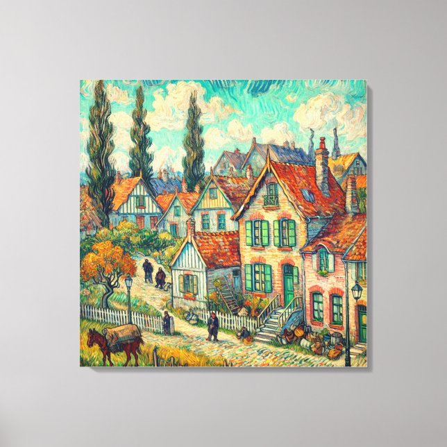 Fantastisk Houses in Auvers - Vincent van Gogh Canvastryck (Framsida)