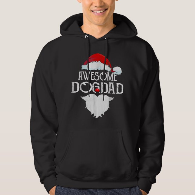 Fantastisk Hund jultomten Hat Funny Familj P Hoodie (Framsida)