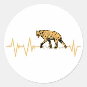 Fantastisk Hyena Heartslag Design Wildlife Runt Klistermärke