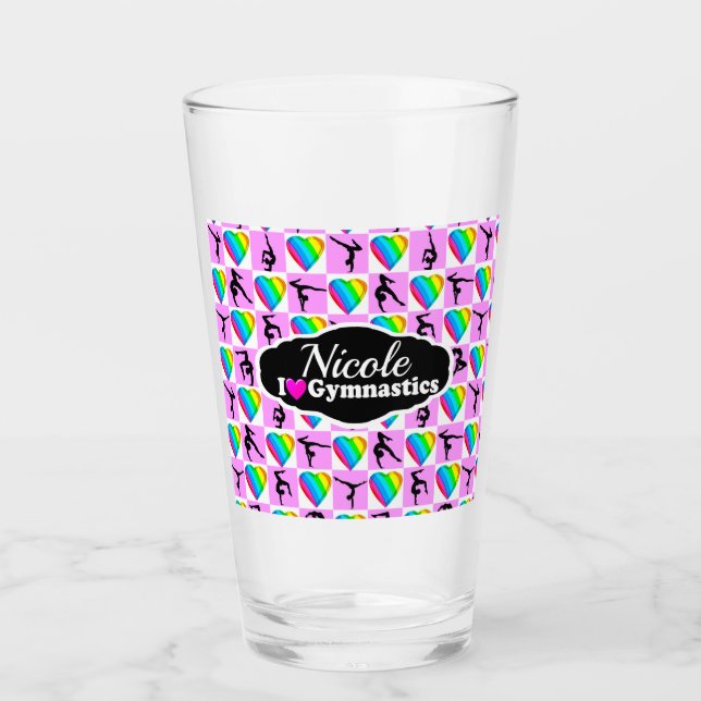 FANTASTISK I KÄRLEK GYMNASTICS DESIGN GLASKOPP (Framsida)