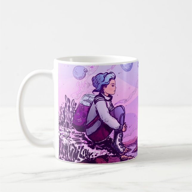 Fantastisk illustration av flicka kaffemugg (Vänster)