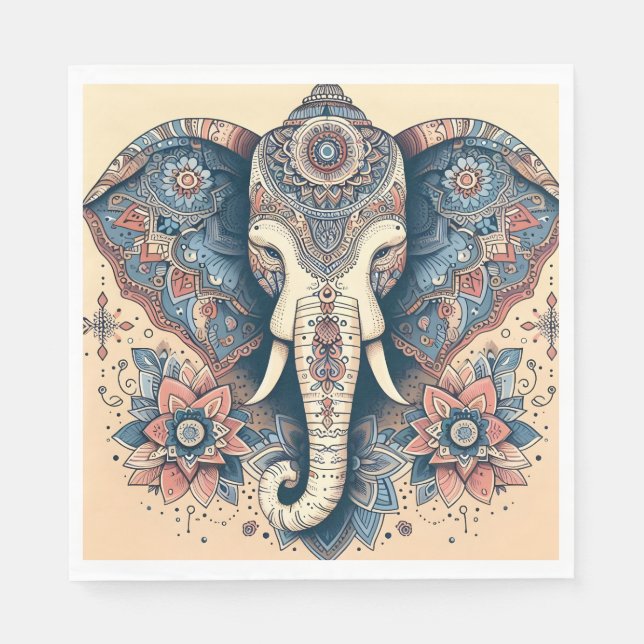 Fantastisk indisk Stil Elephant Pappersservett (Framsidan)
