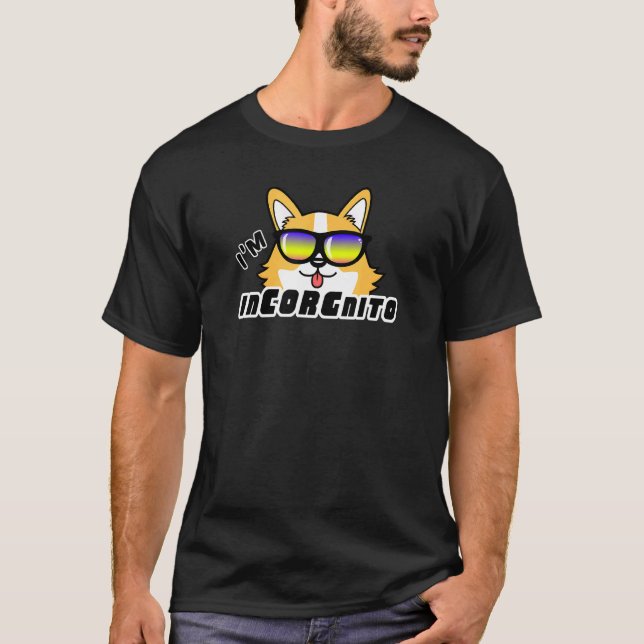 Fantastisk Inkognito Inkorgnito Corgi Hund T Shirt (Framsida)