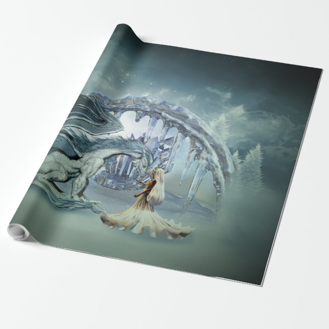 Fantastisk isdrake presentpapper (Utrullad)