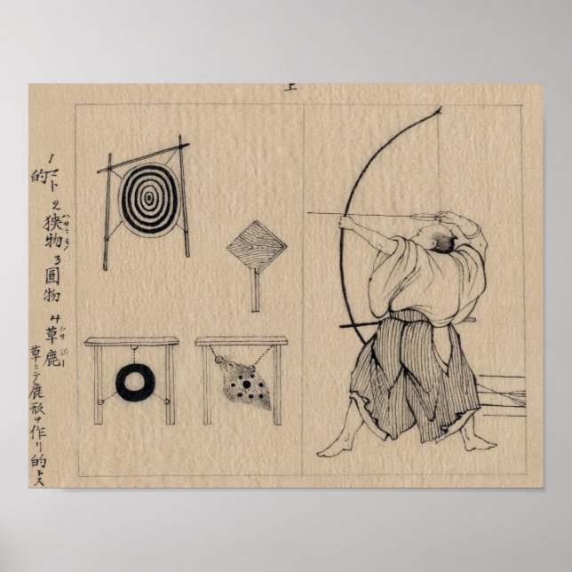 Fantastisk japansk Archer Teckning circa 1878 Poster (Framsidan)