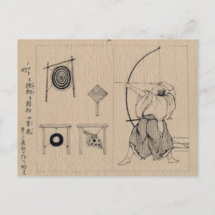 Fantastisk japansk Archer Teckning circa 1878 Vykort
