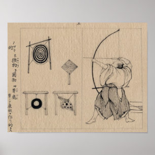 Fantastisk japansk bågskyttteckning circa 1878 poster