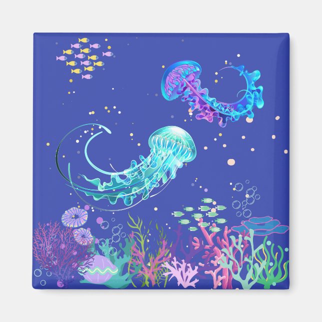 Fantastisk Jellyfish Underwater Door Dekoration Magnet (Framsidan)