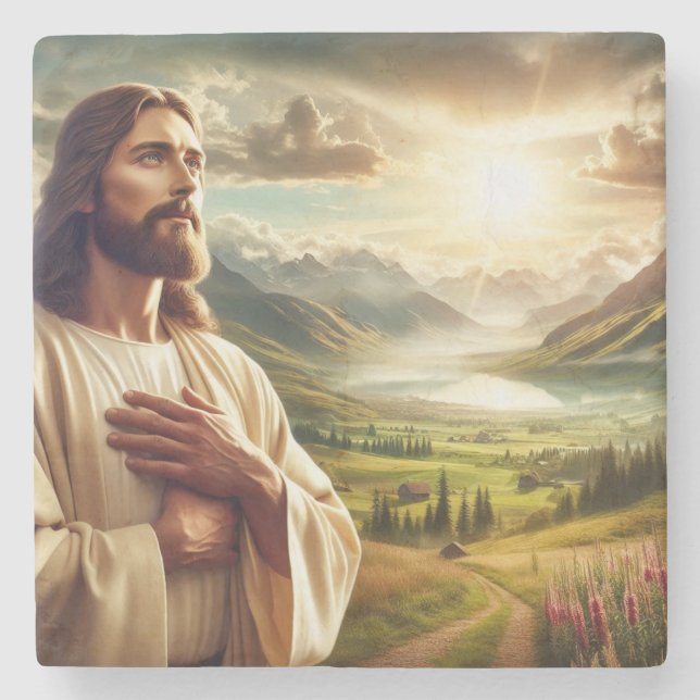 Fantastisk Jesus Kristus Digital-målning Stenunderlägg (Framsidan)