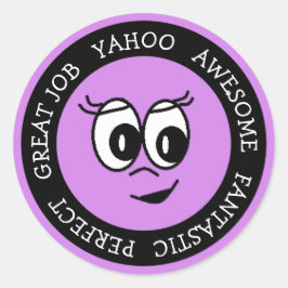 Fantastisk Job Lila Ansikte Stickers Runt Klistermärke