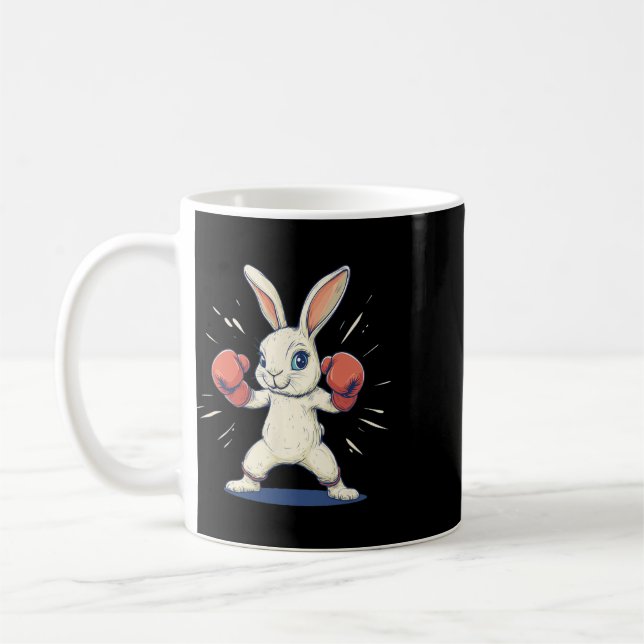 Fantastisk kanin med boxningshandskor för påskälsk kaffemugg (Vänster)