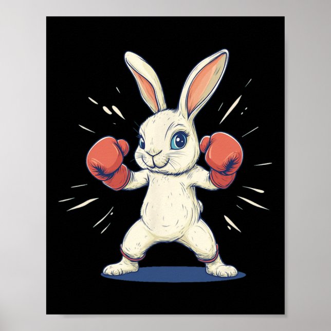 Fantastisk kanin med boxningshandskor för påskälsk poster (Framsidan)