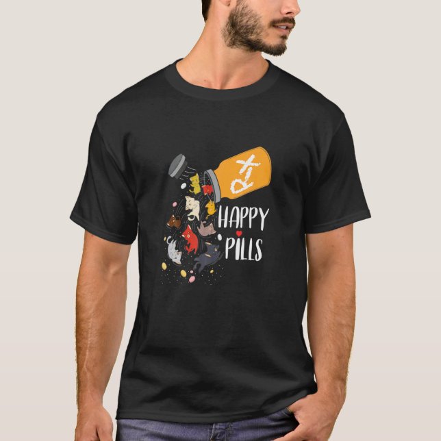 Fantastisk katt  Glada piller katt T Shirt (Framsida)