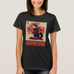 Fantastisk katt i samurajrustning för japansk kult t shirt