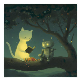 Fantastisk katt och liten robot: Blissful Timours Fototryck