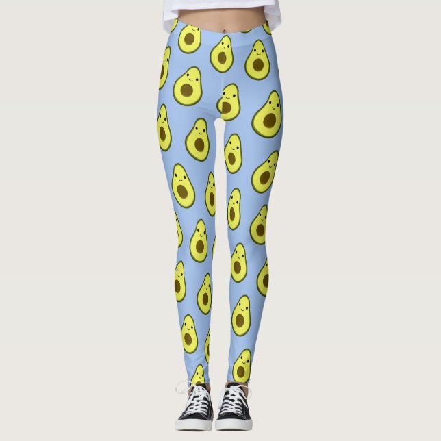Fantastisk Kawaii Avocado Mönster Leggings (Framsida)
