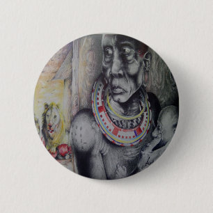 Fantastisk Kenyan Masai Tribe designer Button-bild Knapp
