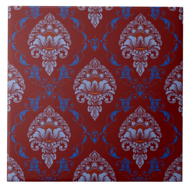 Fantastisk klassisk mönster Victorian Red blue whi Kakelplatta (Framsidan)