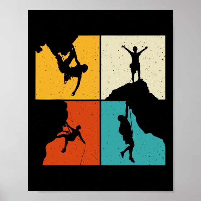 Fantastisk Klippklättring Retro Bergsklättrare Van Poster (Framsidan)