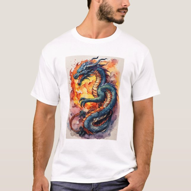Fantastisk konst med vild röd drake t shirt (Framsida)