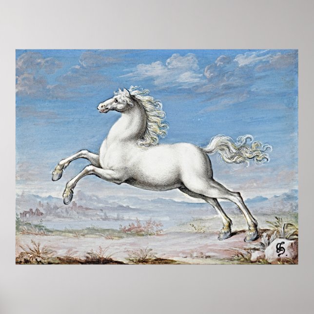 Fantastisk kraft: White Horse - Retro Artwork Poster (Framsidan)