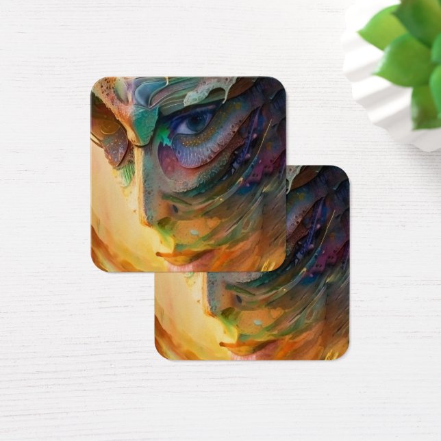 Fantastisk kvinna porträtt fyrkantigt visitkort (Skivbord)