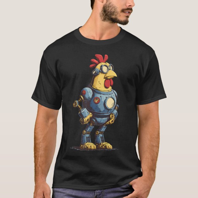 Fantastisk Kyckling Robot För Framtidens Djurfans T Shirt (Framsida)