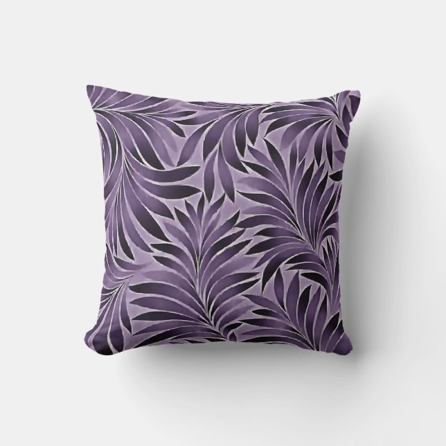 Fantastisk Lämnar Mönster i Lilac och Grått Kudde (Framsida)