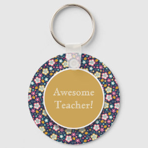 Fantastisk Lärare i  Rosa Blommigt Blue Gult Nyckelring