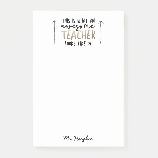 Fantastisk lärarmodernt typografi guld-gåva post-it block (Framsida)