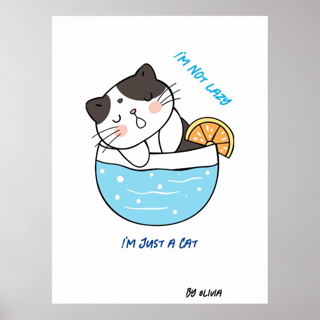 Fantastisk Lazy Cat Sarkastic Meme Humor Anpassnin Poster (Framsidan)