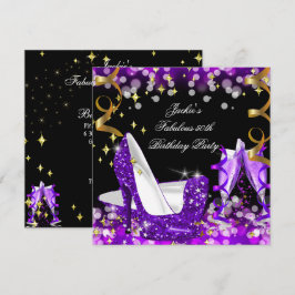 Fantastisk lila glitterklack 50-års födelsedag inbjudningar