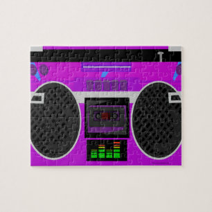 Fantastisk Lila Illustrated 80s Boombox Pussel