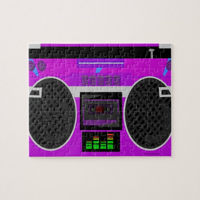 Fantastisk Lila Illustrated 80s Boombox Pussel (Horisontell)