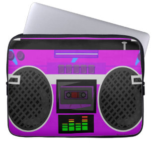 Fantastisk lila illustrerad 80-tals boombox laptop fodral