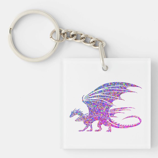 Fantastisk Lila Mosaic Dragon på vitt (Framsidan)