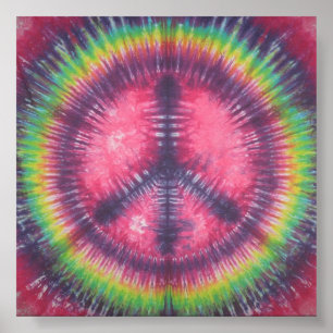 Fantastisk Lila Tie Dye Fredstecken Canvas Poster