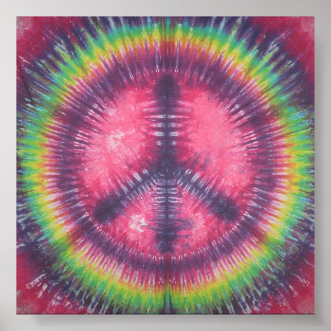 Fantastisk Lila Tie Dye Fredstecken Canvas Poster (Framsidan)