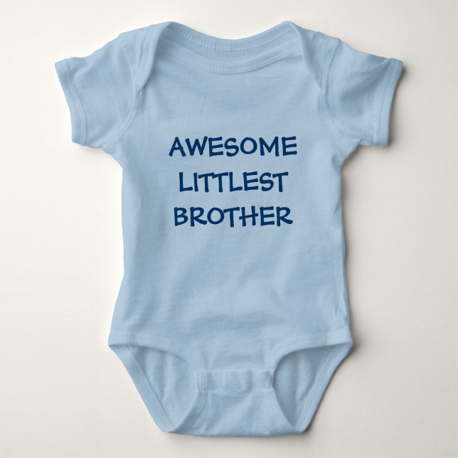 FANTASTISK LITTLEST BROTHER Blue Baby Outfit Tee Shirt (Framsida)