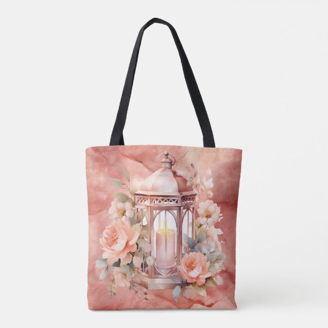 Fantastisk Ljus Till Min Väg Rose Marble Axelväska Tygkasse (Baksida)