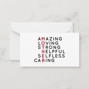 Fantastisk Loving Strong Helpful Selfless Caring M Anteckningskort