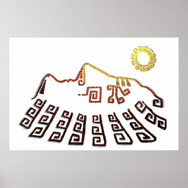 Fantastisk Machu_Picchu Cusco Peru Teckning Poster (Framsidan)