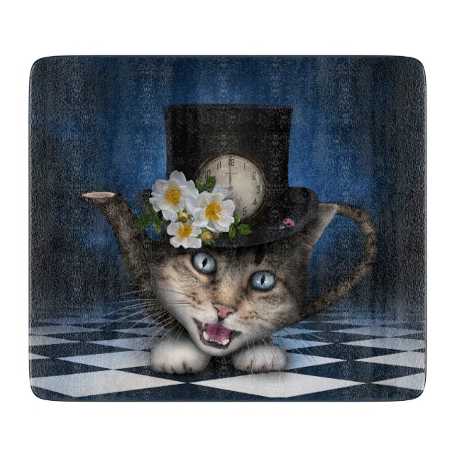 Fantastisk Mad Hatter Tekanna Cat Whimsical Design (Framsidan)