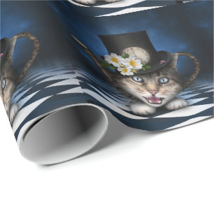 Fantastisk Mad Hatter Tekanna Cat Whimsical Design Presentpapper