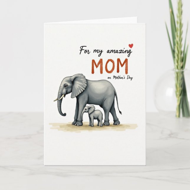 Fantastisk Mamma-kort med Elefant Kort (Framsida)