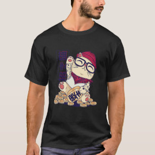 Fantastisk Maneki Neko Hipster Katt Sitter På Mynt T Shirt
