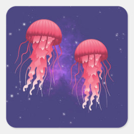 Fantastisk-maneter i rymden fyrkantigt klistermärke